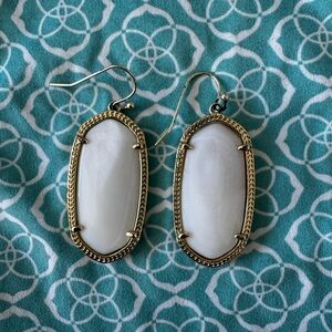 Kendra Scott Gold and White Oval Earrings